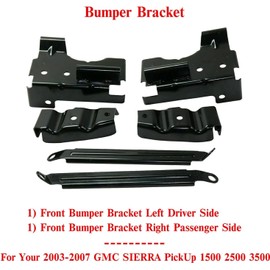 US AUTO PARTS PLUS New Front Bumper Brackets Set Right Passenger & Left Driver Side Direct Replacement For GMC Sierra Pickup 1500 2500 3500 2003-2007 15098994 15098995 15135453 15135452 12335886