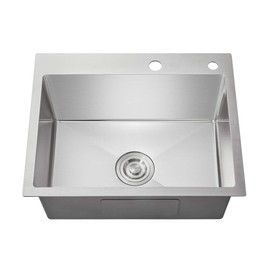 OUGOO 21.6 x 17.7 inch Drop-in Tight Radius Kitchen Sink, Stainless Steel Topmount Handmade Single Bowl