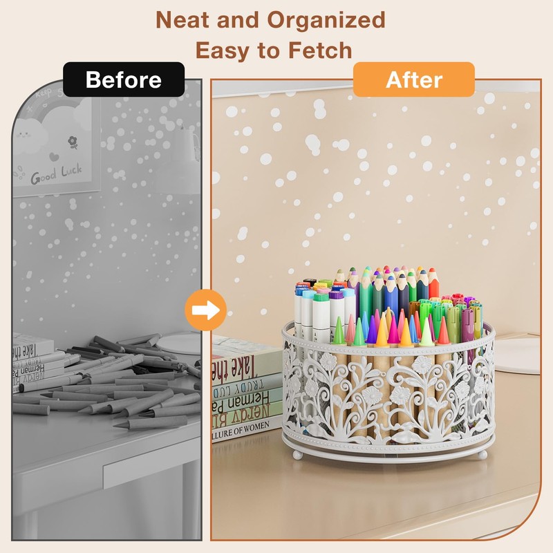 EKNITEY Rotating Mesh Desk Organizer - 4 Slots Cute Pen