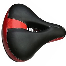 Laxzo ® Bike Seat, Bicycle Saddle Comfortable for Men & Women Waterproof Soft Cushion Wide Bike Gel Saddles For Road Bike, Cruiser Bike, Montain Bike, Spinning Bike, Exercise Bikes (Red)