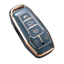 Funda para llavero Ford, funda de TPU suave de alta calidad para Ford Fusion Mustang F150 Edge Explorer Lincoln MKZ MKC MKX Smart Remote Key Protector, tamaño A-gris