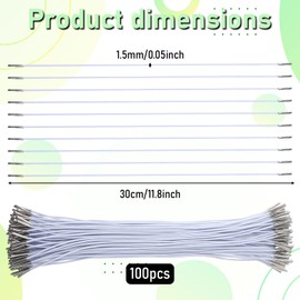 LXUEJIE 100 corde elastiche da 30 cm, con estremità in metallo, morbide fasce elastiche per la realizzazione di maschere, cappelli, artigianato fai da te, rilegatura di libri e badge, colore: bianco