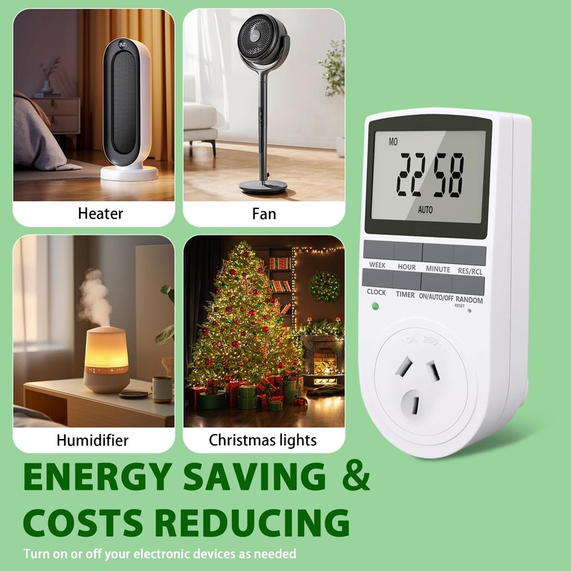 Lamptobe Power Timer, 7-Day Programmable Electrical Outlet Power Switch 240V,