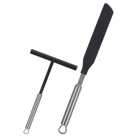 Luxshiny Crepe Spreader and Spatula Kit T-Shaped Stainless Steel Crepe Spreader Tool Professional Crepe Bread Maker Pancake Spatula Set