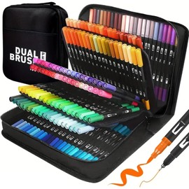 Ccfoud Brush Pen Set, 168 Double-Sided Brush Pens Watercolour Marker Fineliner for Calligraphy
