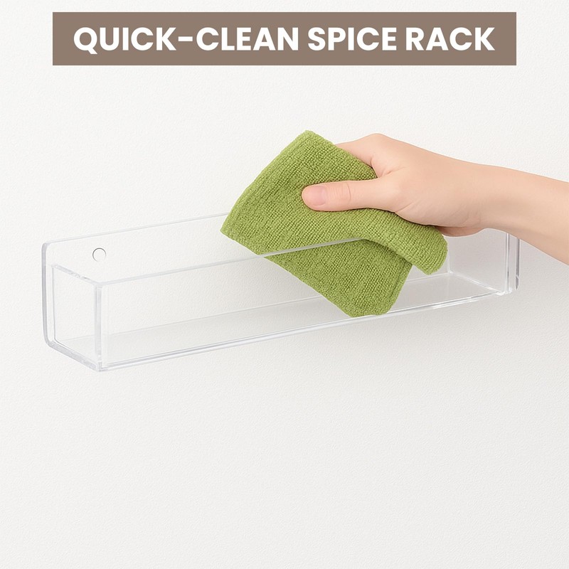 Xlxker Acrylic Spice Racks for Wall Mount, 2-Pack Clear Cabinet