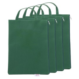 uxcell 4 Pcs Zipper File Bags, 9.6" x 13.4" Waterproof Oxford Fabric A4 Zipper Document Bag Storage Organizer Pouch with Handle for Organizing, Dark Green