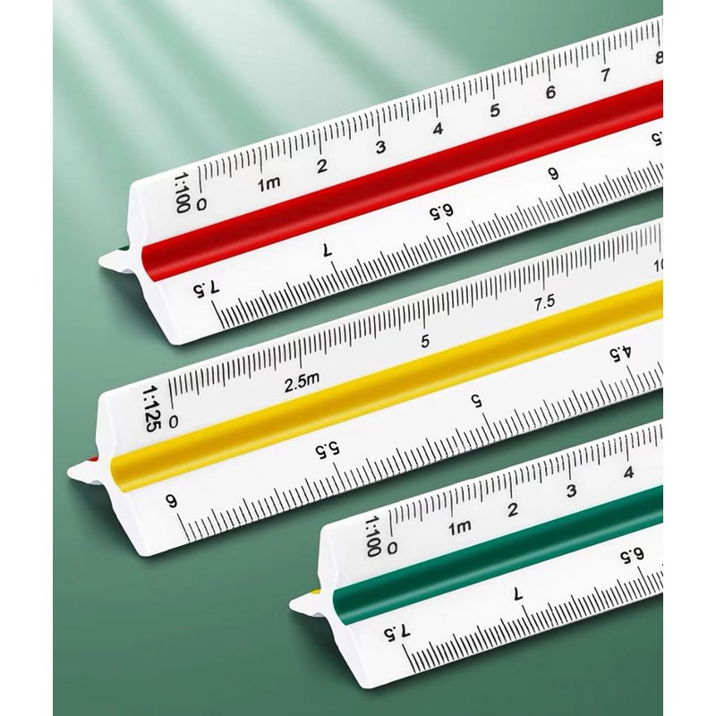 UQMIQURA 30 cm Scale Ruler, Plastic Scale Ruler, Triangular Ruler,