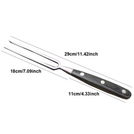 Stainless Steel Meat Fork Long Handle Cooking Tool Wooden Handle for Barbecue Kitchen(1PCS Black)