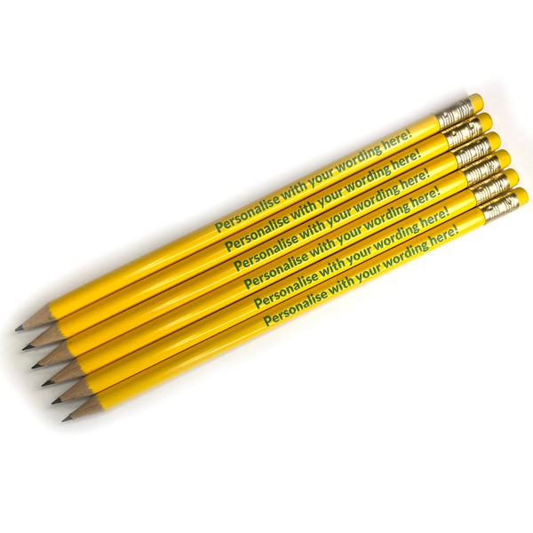 6 Personalised Upload Your Own Wording HB Graphite Childrens Pupils