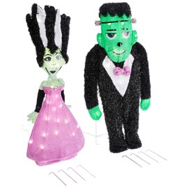 ProductWorks Spooky Town 28 INCH Bride and Monster Outdoor 2D LED Yard DÉCOR 2PC Set