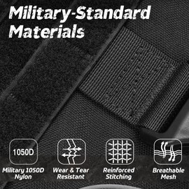 rabbitgoo Tactical Dog Harness for Large Dogs, Reflective Heavy Duty Pet Harness with Handle, No-Pull Service Vest Large Breed, Adjustable Military Vest for Training Hunting Walking, Black, XL