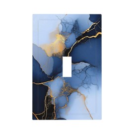 CZRPKEN Blue Gold Marbled Fluid Art Light Switch Cover Plate Abstract Modern Decorative Pattern Design 1 Gang Wall Plate Single Toggle Outlet Switch Faceplate Cover Living Room Creative Studio Walls