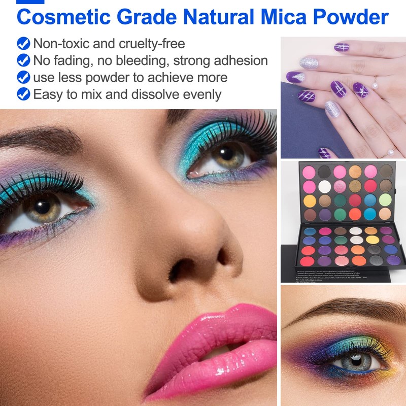 Mica Powder,7.05OZ（200g）,Silk Blue Mica Powder Pigment for Epoxy Resin，Lip Gloss，Paint，Dye，Soap