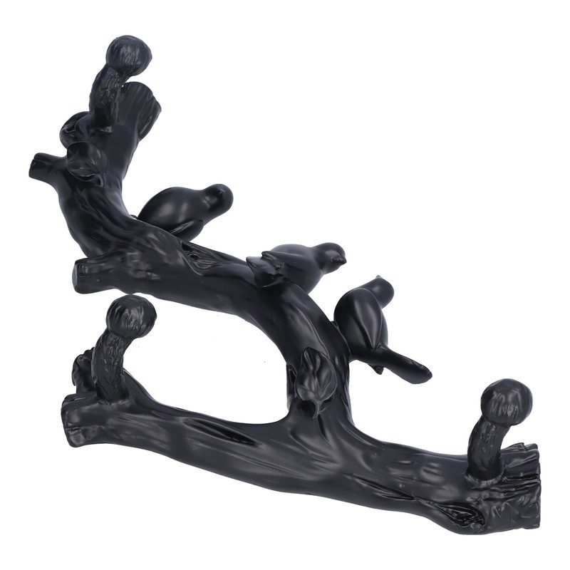 Decorative Hook Black Bird Branch Shape Three Dimensional Wall Mounted