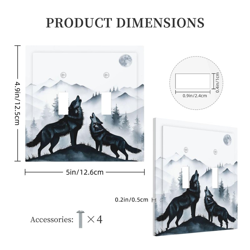 Spshian Decorative Light Switch Cover Plate Black White Ink Forest