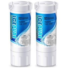 ICEPURE RWF5200A Water Filter Compatible for XWF (NOT Compatible for XWFE), WR17X30702, GE French Doors and Side-by-Side Refrigerators GDE25, GFE26, GNE25, GYE18, GBE21, GDE21, GFE24 Genuine 2PACK