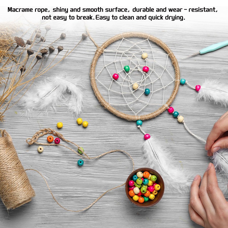 Rebower Macrame Cord 2.5mm x 200M, Polyester Macrame Rope Twisted