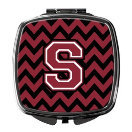 Caroline's Treasures Letter S Chevron Garnet and Black Compact Travel Mirrors, Multicolor