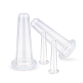 FSSTUD Pack of 4 Face Massage Vacuum Cups Face Eyes Massage Suction Cup Cupping Therapy Face Bowls Skin Care Suction Cups for Home Salon Spa Pink