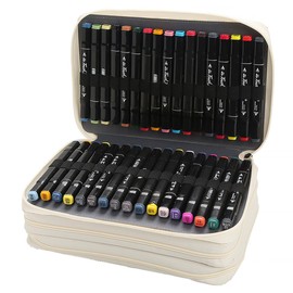 Lbxgap Marker Pen Organizer Case 102 Slots Large Capacity with Handy Wrap Portable Multilayer Holder for Watercolor Pencils & Gel Pen Markers