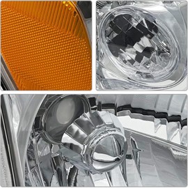 ADCARLIGHTS Headlight Assembly for 2005 2006 Toyota Tundra Double/Crew Cab and 2005 2006 2007 Sequoia Headlamp Replacement Chrome Housing Clear Lens (Not compatible with Regular Cab and Access Cab)