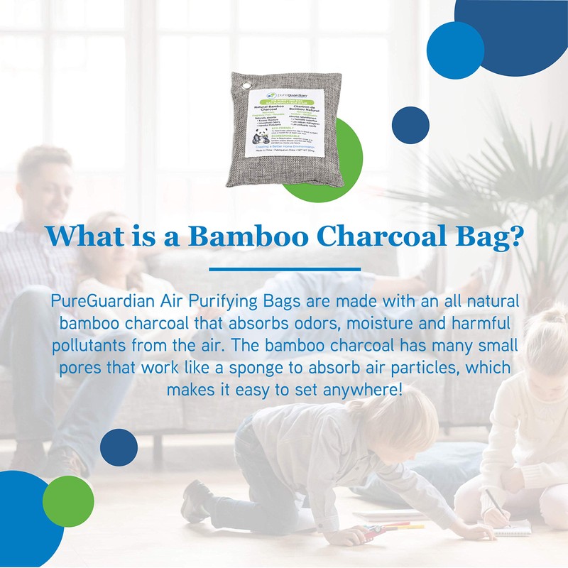 PureGuardian CB200 Bamboo Charcoal Air Purifying Bag, Eco-Friendly, Naturally Absorbs