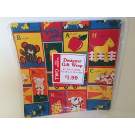 NOS 1980's Vintage Gift Wrap Paper Kids Alphabet scenes ABC's Cute