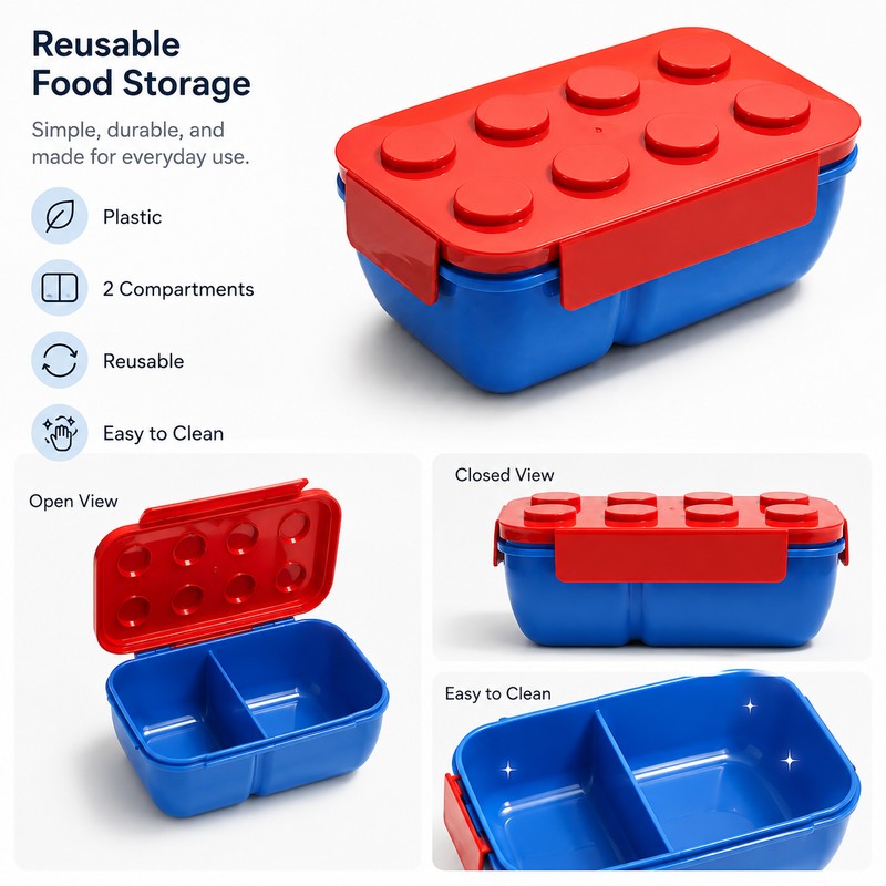 1050 mL 2-Compartment Bento Lunch Box for Food Storage –