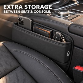 Car Seat Gap Organizer Pocket – Slim Leather Side Storage Caddy for Phone, Keys, Wallet & Center Console Essentials