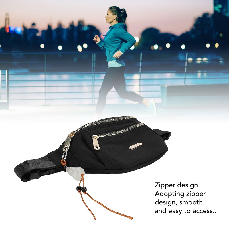 Waist Bag Multi Layer Stylish PU Smooth Zipper Large Capacity