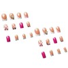 IMSOHOT Short Press on Nails Square Fake Nails Pink Bow