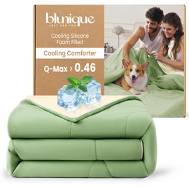 blunique Cooling Silicone Foam Filled Cooling Comforter,Cooling Blanket for Hot Sleeper,Queen Size Summer Ice Comforter,All-Season Lightweight Bedding,Keep Cooling&Breathable All Night(88"x88")