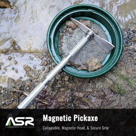 ASR Outdoor Collapsible Gold Mining Compact Prospectors Pick Axe with Magnetic End