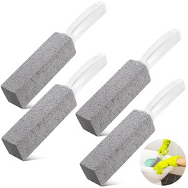 Escobilla de Baño de Piedra Pómez 4 Cepillos,Limpieza De WC Piedra De Limpieza De Pómez Natural,con Mango Largo de Plástico Antideslizante,para Limpiar la Cal, Acumulación de Calcio, Hierro y óxido