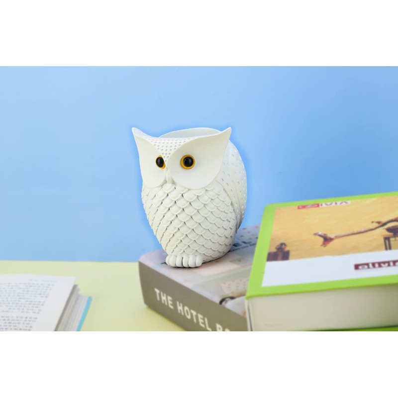 HDMbigmi Owl Pen Holder Makeup Brush Holder Resin Desk Organizer