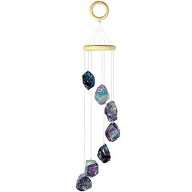 mookaitedecor Natural Gemstone Wind Chime Mobile, Crystal Stone Wind Chimes for Home Garden Patio Indoor Outdoor Decor