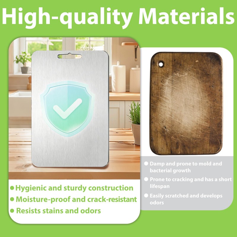 Titanium Cutting Boards for Kitchen - 100% Pure Double-Sided Food