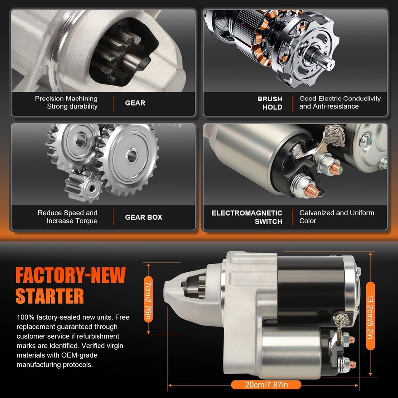 GRACEGALAXY 19254N Starter Motor for 2013-2016 Dart 2.4L/2.0L,1.4kW 10-Teeth Starter