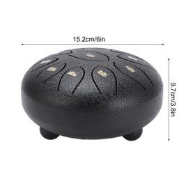 6 Inch 11 Tones Steel Tongue Drum, Essential Rain Drum, Chakra Harmonizing Mini Percussion Instrument for Outdoor and Garden Use (Black)
