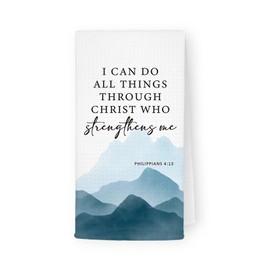 JKMBN I Can Do All Things Through Christ Kitchen Towels, Inspirational Christian Bible Verse Hand Towels, Motivational Christian Gifts for Women, Dishcloth for Cooking Baking Baptism 16x24 Inch