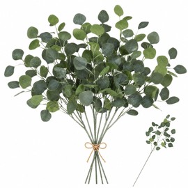 Artificial Eucalyptus Stems 6 Pcs, 90cm Fake Eucalyptus Stems and Apple Leaf Branches, Artificial Flowers Greenery for Tall Vase, Home Decoration, Wedding, Living Room and Table Decor