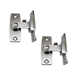 QCAA 2.5" Heavy Forged Solid Brass Door Latch, 90 Degree Right Angle Door Latch Buckle for Doors & Windows, Brushed Nickel, 2Pack, Made in Taiwan