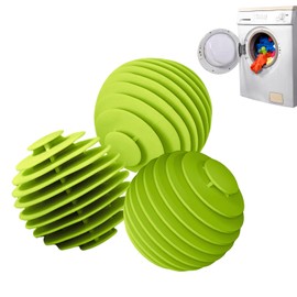 ozgram Laundry Balls, Multi-Layer Type, Large, 3 Pieces, Green Washing Balls, Dryer Balls, Tangle-Free, Can Be Used Repeatedly, Prevents Wrinkles on Clothes, Drum Type, TPR Material