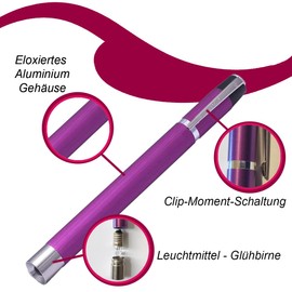 Diagnostic Light / Mini Torch Aluminium with Clip Switch Various Colours (Purple)