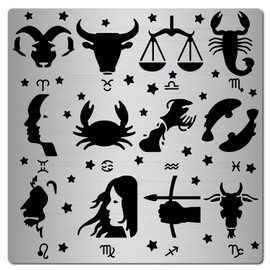 GORGECRAFT 6.3 Inch Metal Constellations Stencils Zodiac Sign Glyphic Symbols Stainless Steel Astrology Astrology Horoscope Sign Template Stencil for Painting, Wood Burning, Pyrography