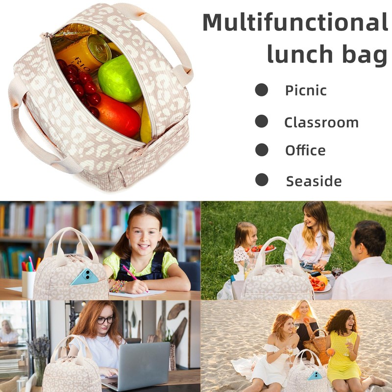 LEDAOU Insulated Lunch Box Women Reusable Lunch Bag Cord Lunch