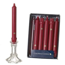 Colonial Candle Traditional Cranberry Taper Candles, 8 inch