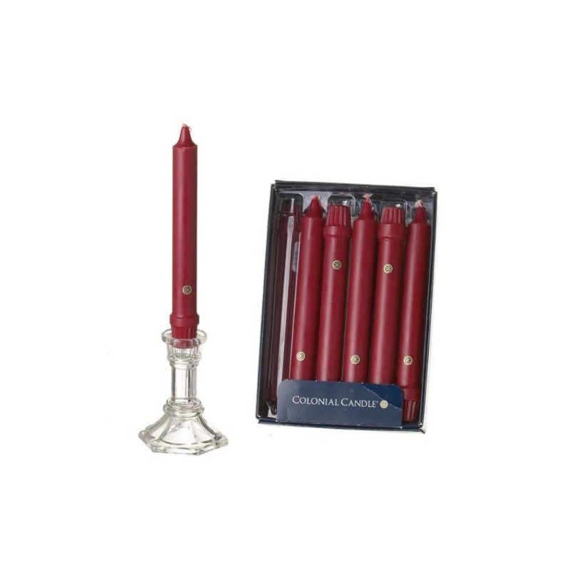 Colonial Candle Traditional Cranberry Taper Candles, 8 inch