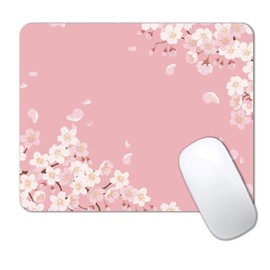 IMAYONDIA - Alfombrilla de mouse rosa con flores florales, alfombrilla de mouse con flor de cerezo Sakura, decoración de computadora estética japonesa, base de goma antideslizante para computadora y